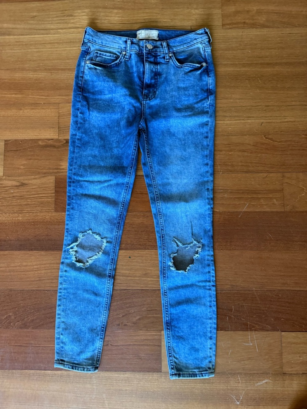 Free People Blue Distressed Skinny Jeans